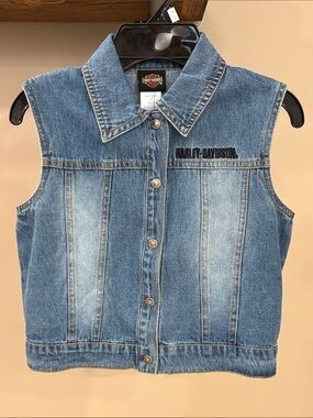 Harley-Davidson Kids Denim Vest NWT Size 4/5 Embroidered Logo